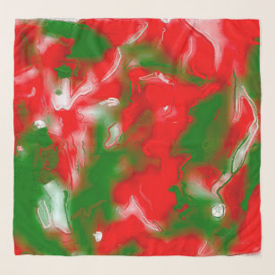 Red, White and Green Abstract Scarf