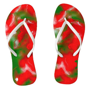 Red, White and Green Abstract Thongs