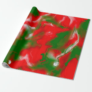 Red, White and Green Abstract Wrapping Paper