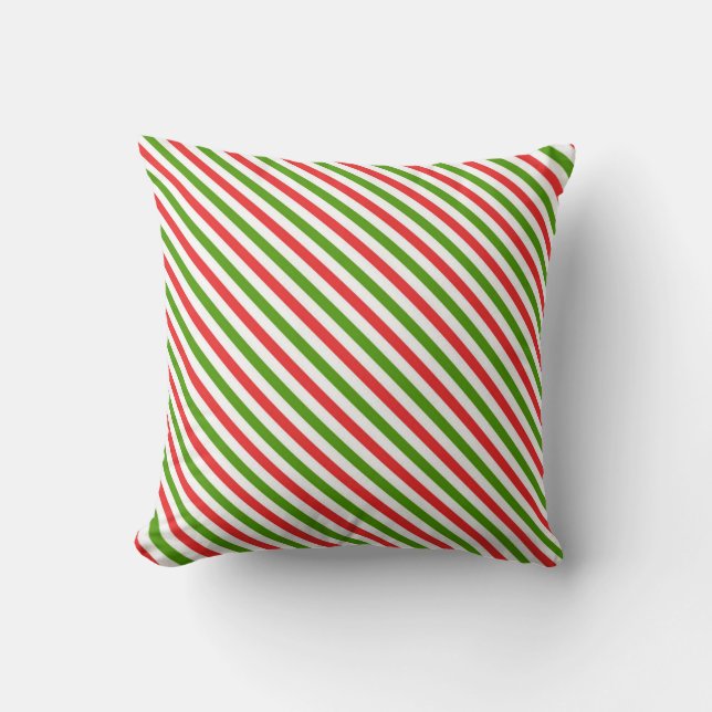 Red White and Green Christmas Pillow (Front)