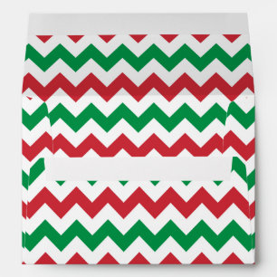 Red White and Green Christmas Zigzag Envelope