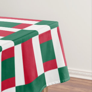 Red White And Green Colour Block Print Tablecloth
