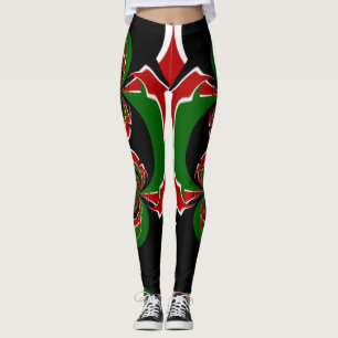 Red White And Green Leggings