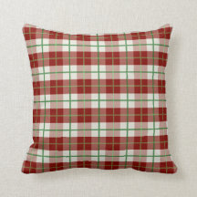 Red, white, and green plaid pillow