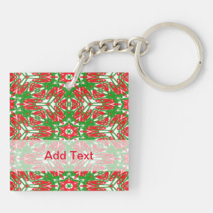 Red, White and Green Snowflakes 3385 Key Ring