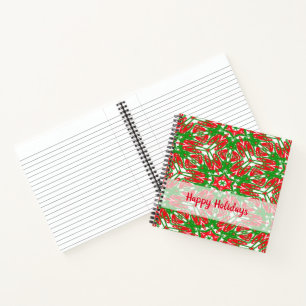 Red, White and Green Snowflakes Notebook