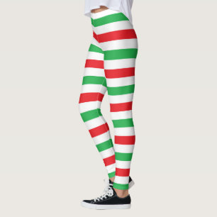Red, White and Green Stripes Leggings