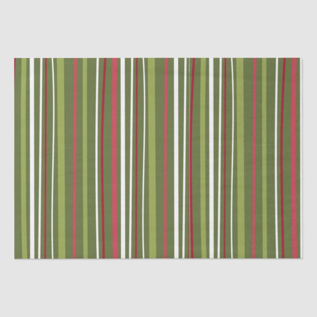 Red White and Green Stripes  Tissue Paper (Front)
