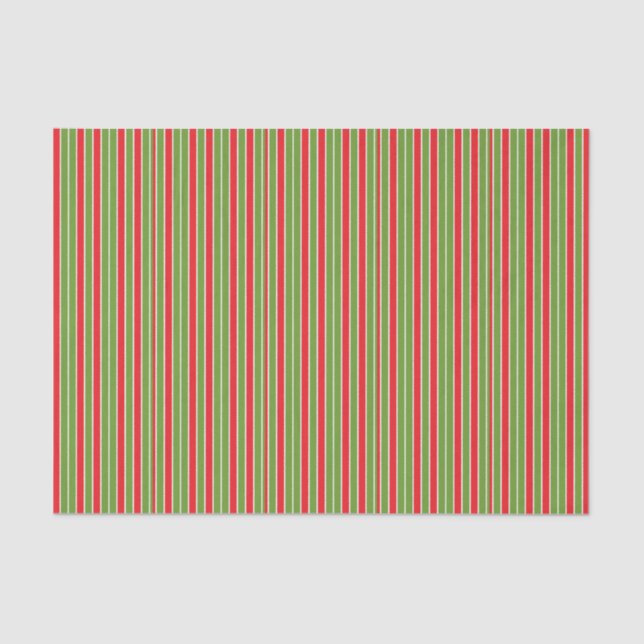 Red, White and Green Stripes Tissue Paper (Front)