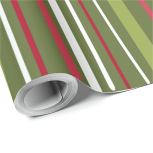 Red White and Green Stripes  Wrapping Paper