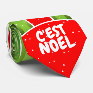Red White and Green with C'est Noel Text on Tie