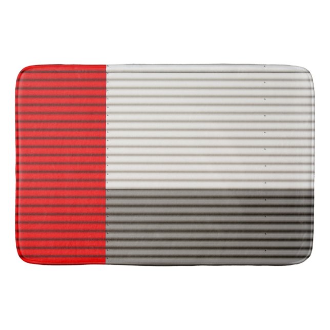 Red, White, and Grey Stripes Bath Mat (Front)