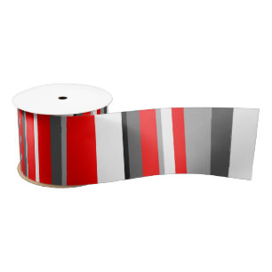 Red white and grey Stripes  Satin Ribbon