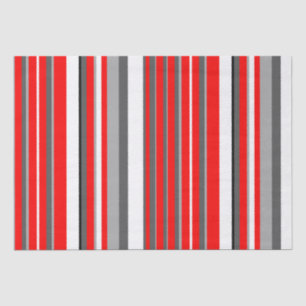 Red white and grey Stripes  Tissue Paper