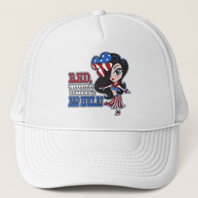 Red, White and Hula Trucker Hat (Front)