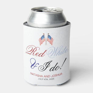 Red White and I Do 4th July Patriotic Wedding  Can Cooler