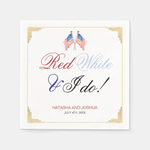Red White and I Do 4th July Patriotic Wedding  Napkin