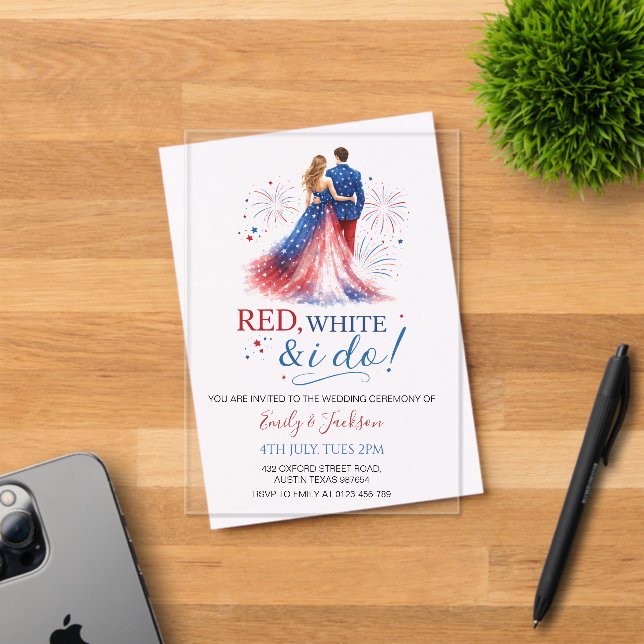Red White and I do Acrylic Wedding Invitation (Insitu (Invitation Card))