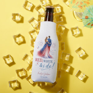 Red White and I do Americana Wedding Bottle Cooler