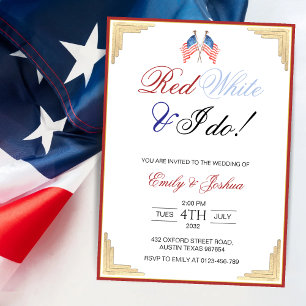 Red White and I Do Elegant Patriotic Wedding Invitation