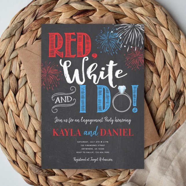 Red White and I Do Engagement Party Invitation (Creator Uploaded)