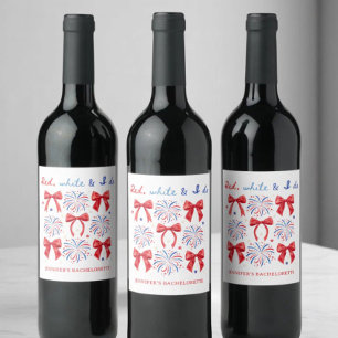 Red White and I Do July 4th Bridal Shower Wine Label