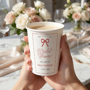 Red White and I Do Modern Bridal Red Theme Paper Cups