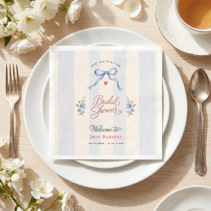 Red white and I do vintage blue bow custom Napkin