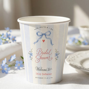 Red white and I do vintage blue bow custom Paper Cups