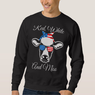 Red White And Moo American Flag Cow July 4th Sweatshirt