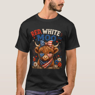 Red White And Moo Cow 4th Of July 250 Years T-Shirt