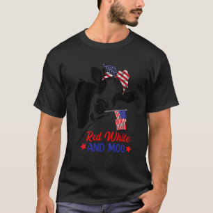 Red White And Moo Cow Heifer Patriotic 4th Of July T-Shirt