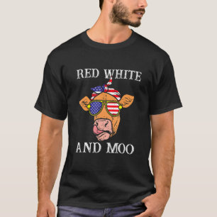 Red White And Moo Cow USA Flag 4th Of July Patriot T-Shirt