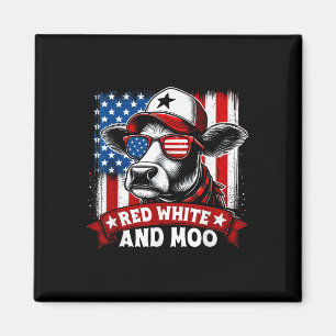 Red, White And Moo - Funny 4th Of July  Magnet