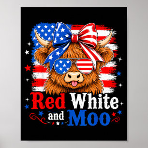 Red White And Moo Highland Patriotic Fpirate Hero Poster