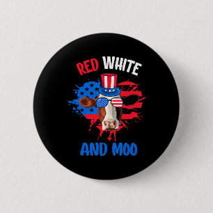 Red White And Moo Patriotic Cow Farmer 4th Of July 6 Cm Round Badge