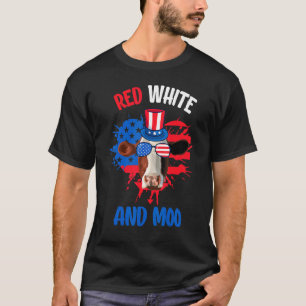 Red White And Moo Patriotic Cow Farmer 4th Of July T-Shirt