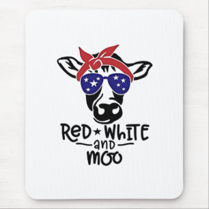 Red White and Moo Patriotic Cow Fourth of July Mouse Pad
