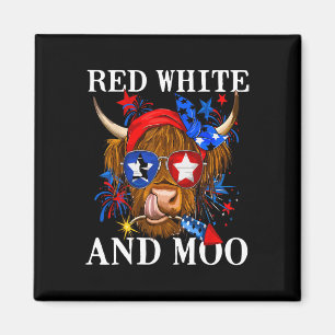 Red White And Moo Patriotic Cow Usa Flag Funny 4th Magnet