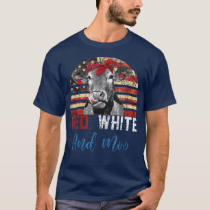 Red White and Moo Patriotic Cow USA Flag Funny 4th T-Shirt