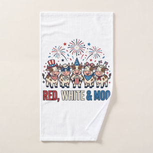 Red White and Moo Patriotic Cow Vintage Shirt_1 Hand Towel