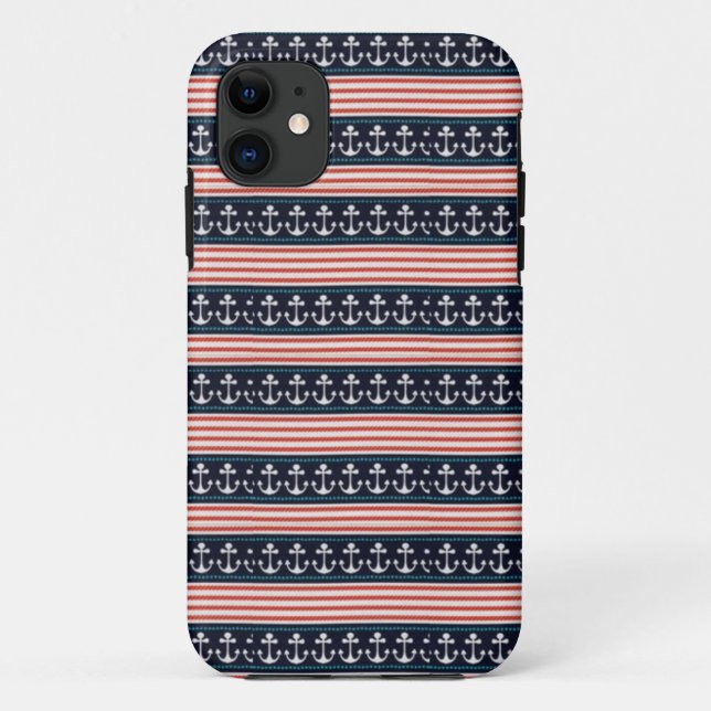 Red White and Nautical Phone Case (Back)