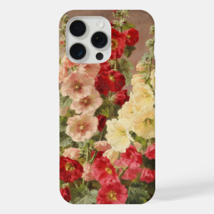 Red, white and pink hollyhocks, Christensen iPhone 15 Pro Max Case