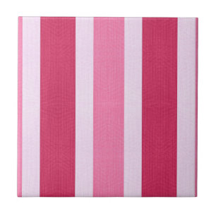 Red, White and Pink Stripes Ceramic Tile
