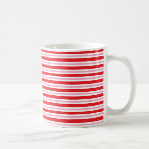 Red, White and Pink Thick and Thin Stripes Coffee Mug