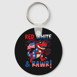 Red White And Rawr Dinosaur T Rex Patriotic 4th Of Key Ring