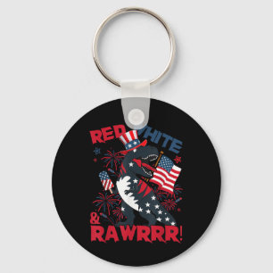 Red White And Rawr Dinosaur T Rex Patriotic 4th Of Key Ring