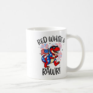 Red White And Rawr Funny Dino T-rex Dinosaurus 4th Coffee Mug