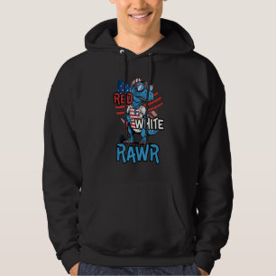 Red White and Rawr T Rex Dinosaur USA Patriotic 4t Hoodie