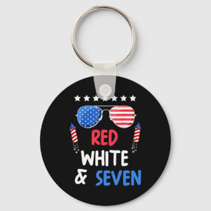 Red White And Seven 7th Birthday 4th Of July Indep Key Ring